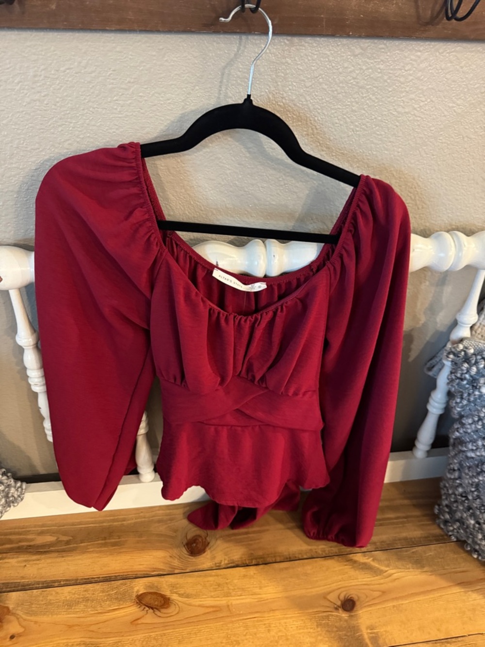 Altar'd State NWT Wine Red Peplum Long-Sleeve Blouse